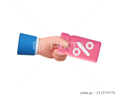 3d hand holds a coupon 3d hand holds a coupon 111574770