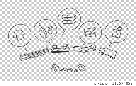 生活を支える物流、ロジスティクス セット イラスト素材 生活を支える物流、ロジスティクス セット イラスト素材 111574858