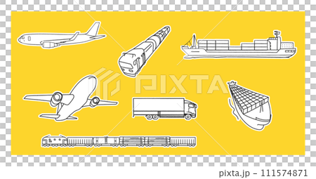 物流、物流車輛組、插畫素材 111574871