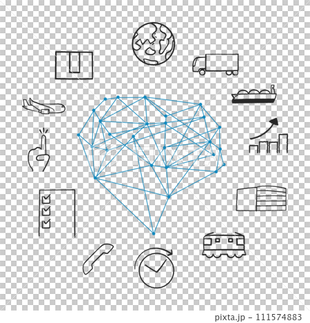 Logistics connected by network icon set illustration material Logistics connected by network icon set illustration material 111574883