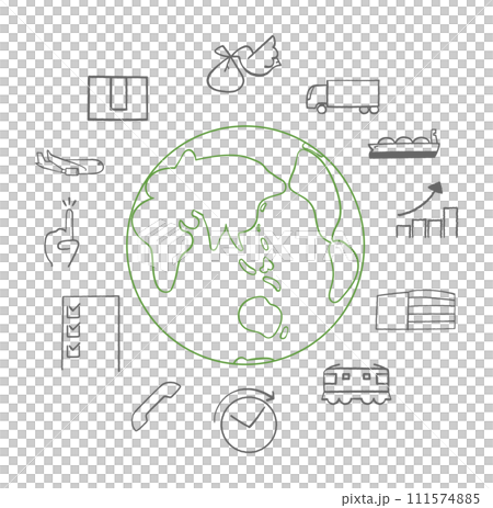 Logistics connecting the world icon set illustration material Logistics connecting the world icon set illustration material 111574885
