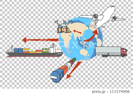 連結世界的交通網絡動態物流插畫素材 111574906