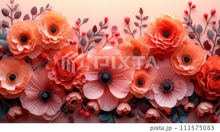 AI-generated content. A beautiful spring flower on a paper background AI-generated content. A beautiful spring flower on a paper background 111575083