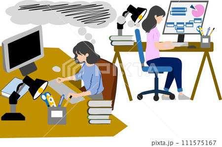 オフィスで働く会社員のイラスト 111575167