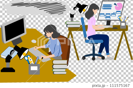 オフィスで働く会社員のイラスト 111575167