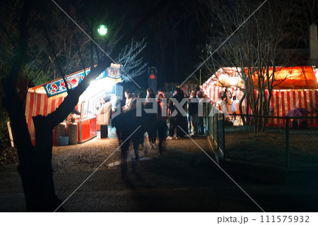 縁日の露店　賑わう夜店の風景 111575932