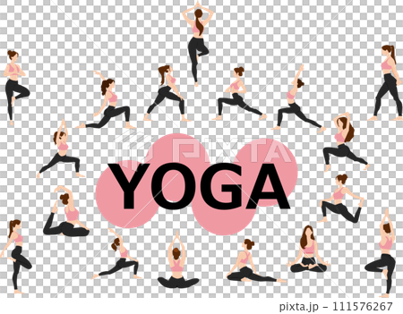 Illustration set of women doing yoga 111576267