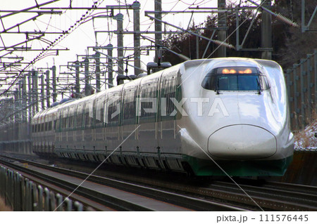 東北新幹線を行く緑帯E2系（山形新幹線E3系つばさ併結） 111576445