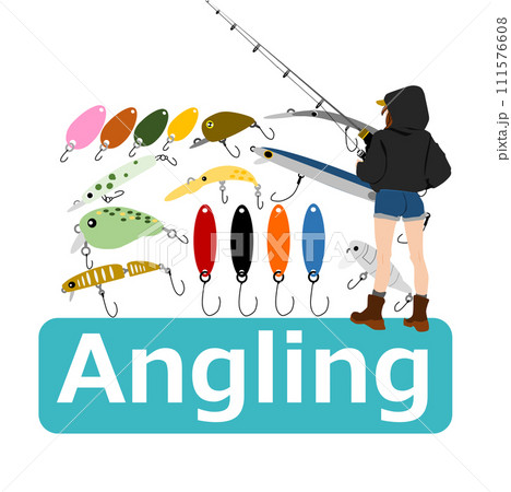 かわいいタッチの釣りのイラストセット 111576608
