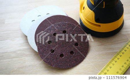 Carpenters electrical tool on desk Carpenters electrical tool on desk 111576904