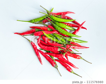 Fresh red chili and space for text on wooden background 111576980