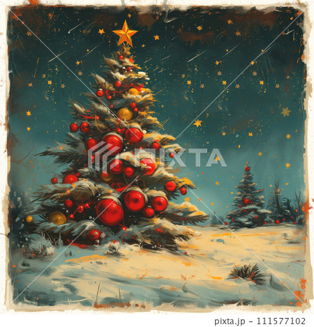 Christmas tree in the yard 111577102