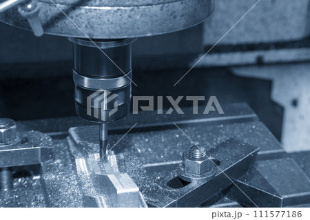 The CNC milling machine cutting  mold part by solid ball end mill tool. 111577186