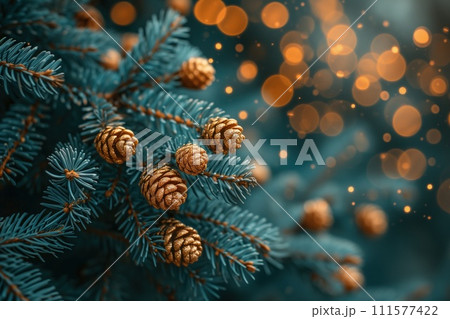 fir branches close up 111577422