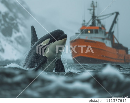 killer whale in the sea 111577615
