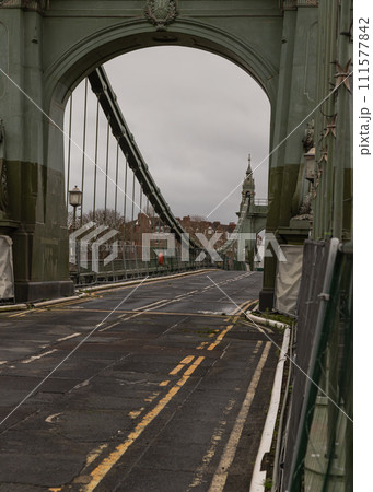 Hammersmith Bridge over the River Thames. 111577842