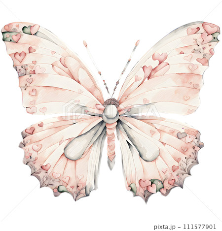Watercolor butterfly. Perfect for wedding invitation, posters, party decoration. Design for baby shower party, birthday, cake, holiday celebration design, greetings card, invitation. 111577901