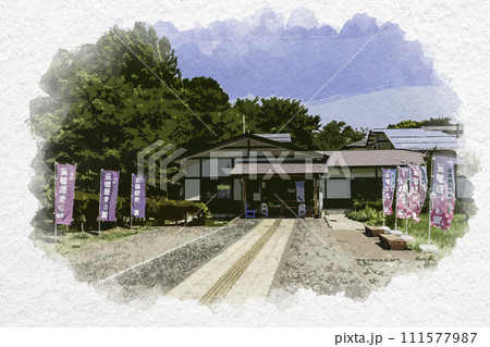 水彩画風　上越　五智歴史の里会館　新潟県上越市 111577987