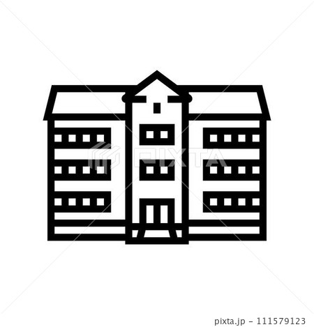 teacher school building line icon vector illustration 111579123