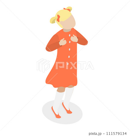 3D Isometric Flat Vector Set of Singing Children. Item 1 3D Isometric Flat Vector Set of Singing Children. Item 1 111579134