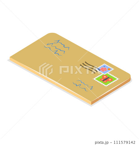 3D Isometric Flat Vector Set of Mail Paper Letters. Item 2 111579142