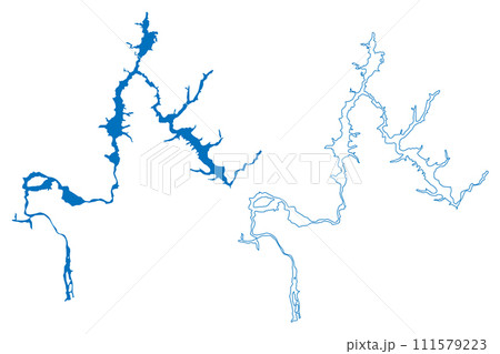 Ust-Ilimsk Lake (Russian Federation, Russia) map vector illustration, scribble sketch Reservoir Ust Ilimsk Dam map Ust-Ilimsk Lake (Russian Federation, Russia) map vector illustration, scribble sketch Reservoir Ust Ilimsk Dam map 111579223