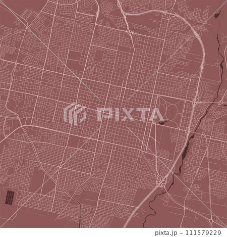 Red San Miguel de Tucuman map, Argentina, detailed municipality map, skyline panorama. Decorative graphic tourist map of San Miguel de Tucuman territory. Vector illustration. Red San Miguel de Tucuman map, Argentina, detailed municipality map, skyline panorama. Decorative graphic tourist map of San Miguel de Tucuman territory. Vector illustration. 111579229