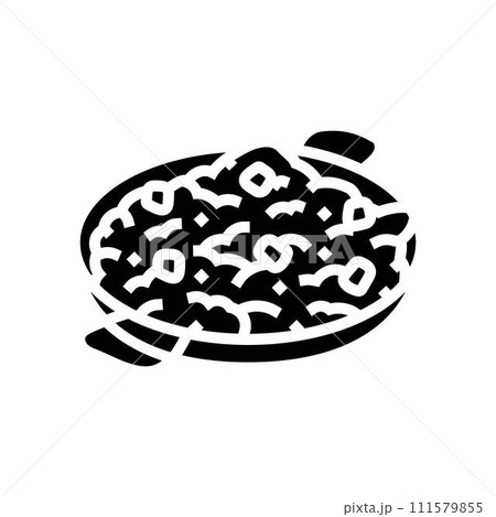 paella dish spanish cuisine glyph icon vector illustration 111579855