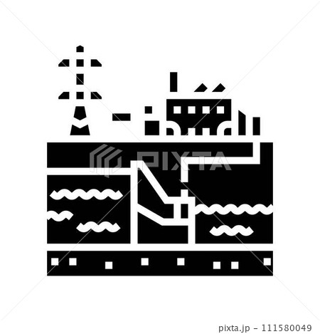 hydroelectric plant power glyph icon vector illustration 111580049
