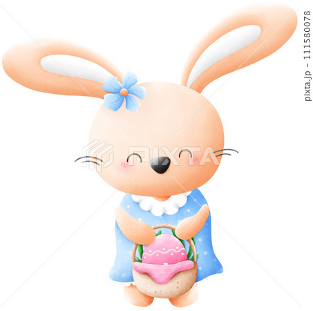Easter bunny with easter egg	 111580078