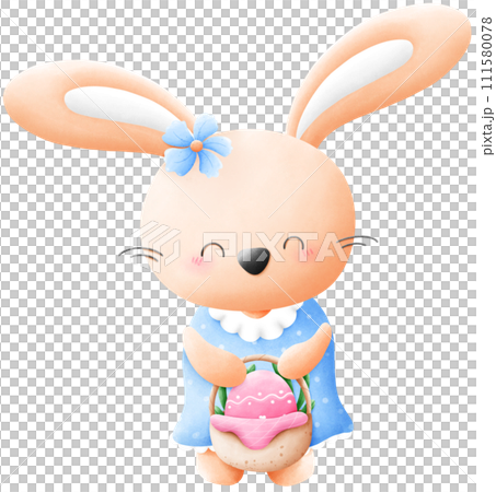 Easter bunny with easter egg	 111580078