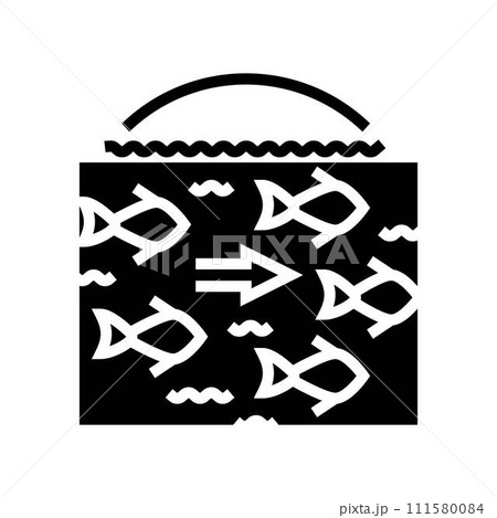 fish migration hydroelectric power glyph icon vector illustration 111580084