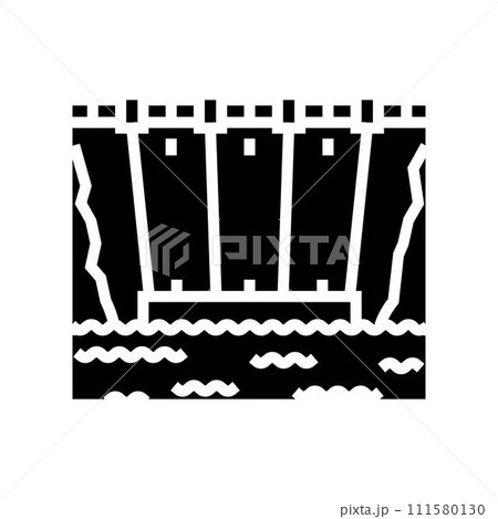 dam structure hydroelectric power glyph icon vector illustration dam structure hydroelectric power glyph icon vector illustration 111580130