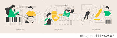 Summer vacation camps abstract concept vector illustrations. 111580567