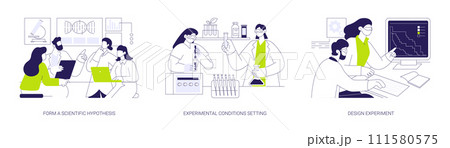 Theoretical phase of medical research abstract concept vector illustrations. 111580575