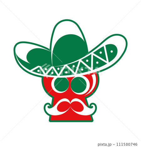 Mexican skull with a hat Vector Mexican skull with a hat Vector 111580746