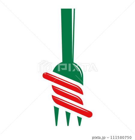 Fork icon with spaghetti Italian food Vector 111580750
