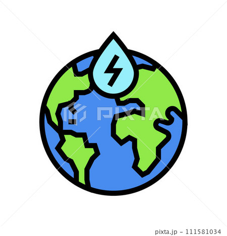 hydroelectricity globe hydroelectric power color icon vector illustration 111581034