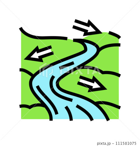 river flow hydroelectric power color icon vector illustration 111581075