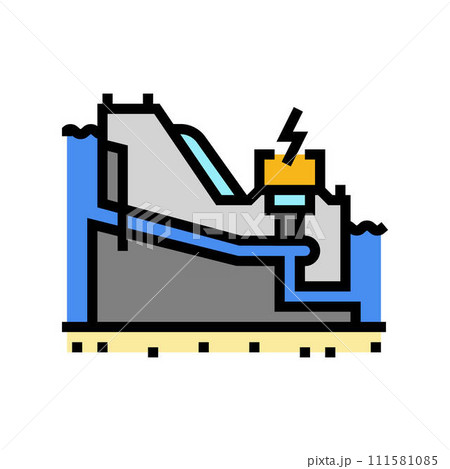 power generation hydroelectric color icon vector illustration 111581085