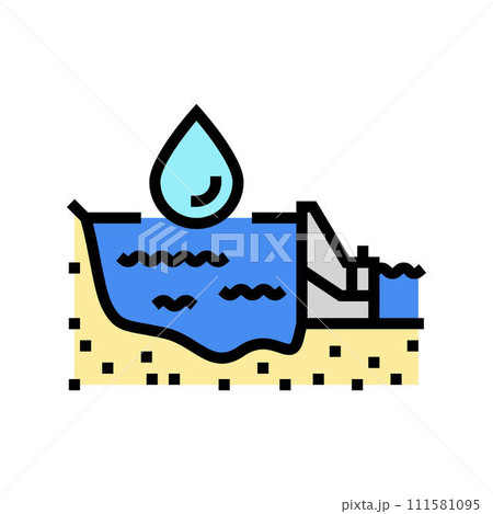 water reservoir hydroelectric power color icon vector illustration 111581095
