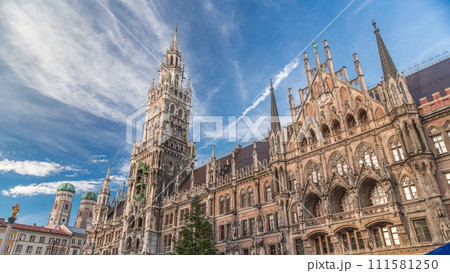 Marienplazt Old Town Square with the New Town Hall timelapse. Bavaria, Germany 111581250