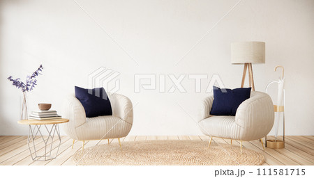 Purple japan interior style has a armchair sofa on living room minimal 111581715