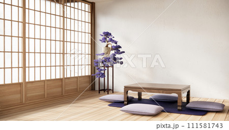 low table and pillow on minimal room japan style 111581743