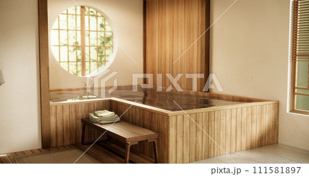 Wooden Japan bathroom modern Onsen minimal style 111581897