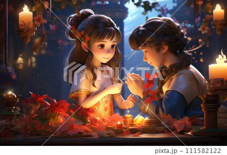 Chinese 3D cartoon character, the joyful Chinese new year festival. cute 3D culture character 111582122
