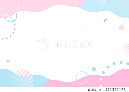 春・ピンクと水色 ポップなウェーブのフレーム 春・ピンクと水色 ポップなウェーブのフレーム 111582178