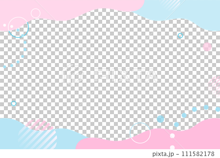 春・ピンクと水色 ポップなウェーブのフレーム 春・ピンクと水色 ポップなウェーブのフレーム 111582178