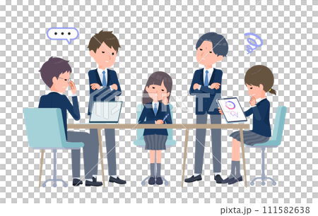 多人開會的商務場景。擔心的場景。 111582638
