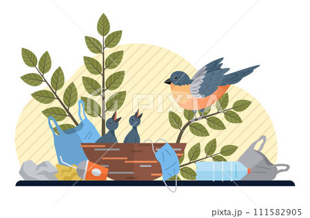 Waste pollution vector illustration. Recycling programs are essential for conserving resources and reducing waste pollution Proper disposal hazardous waste is crucial for preventing contamination 111582905